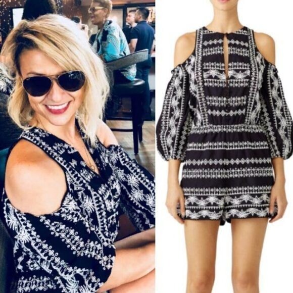 Rachel Zoe Tory Black White Romper Size 6 - Picture 1 of 9